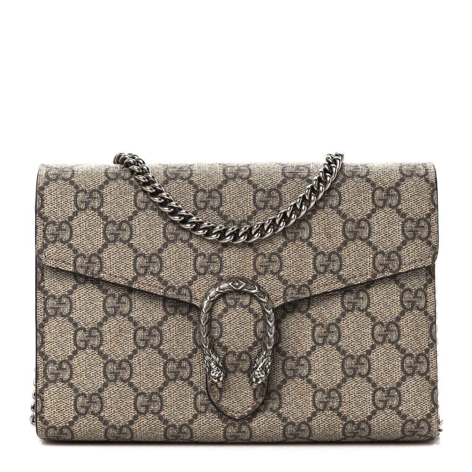 Gucci GG Supreme Monogram Mini Dionysus Chain Wallet Beige Black