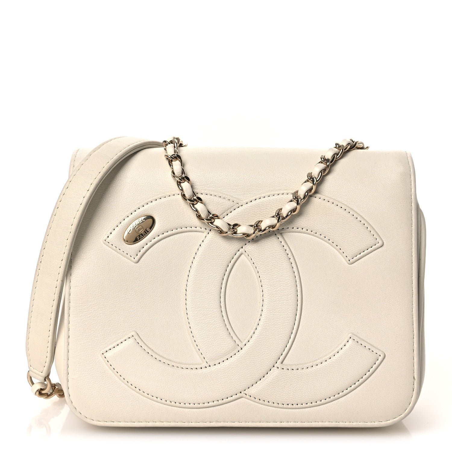 Chanel Lambskin CC Mania Flap Bag White
