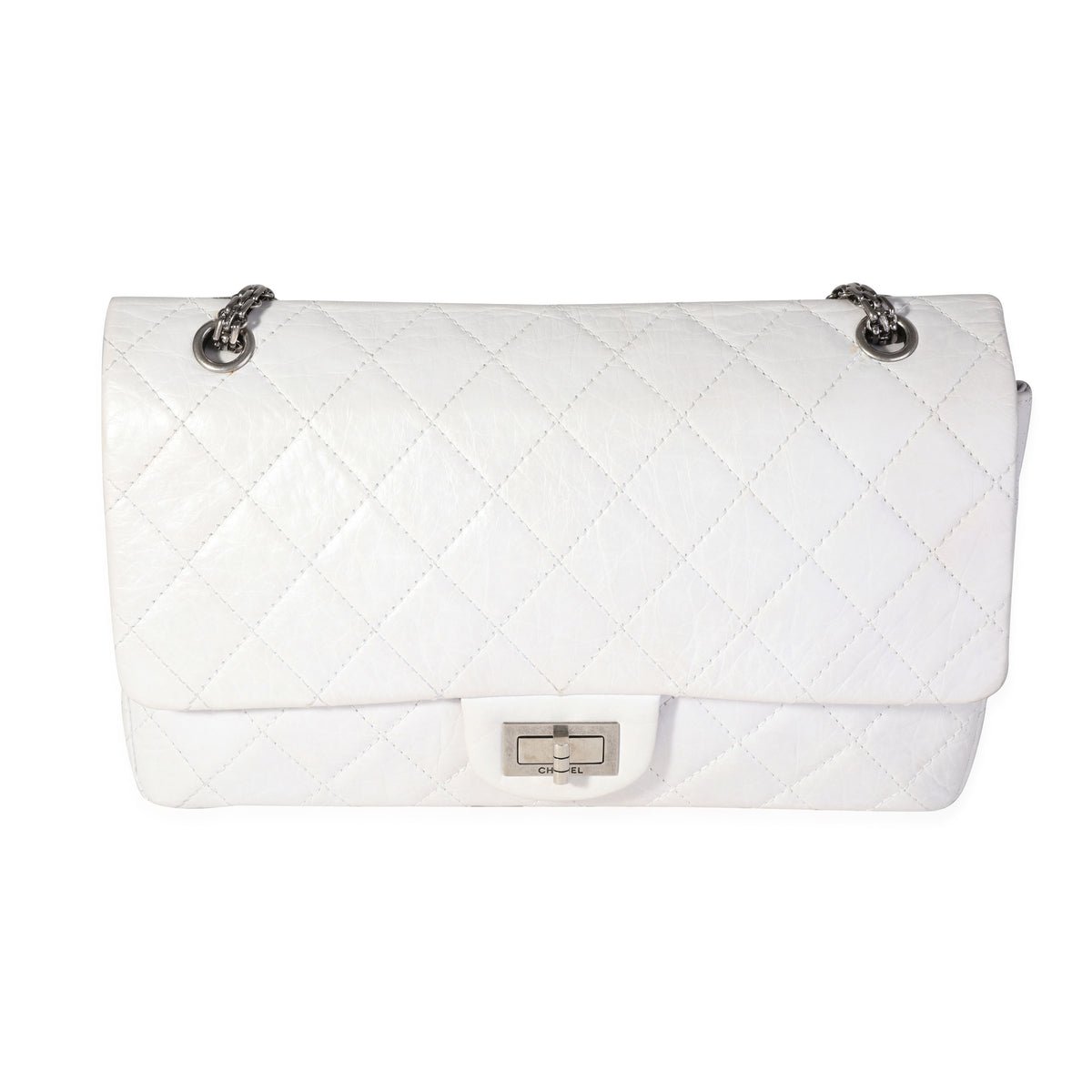 White Aged Calfskin Quilted 50th Anniversary 2.55 Reissue 227 Flap