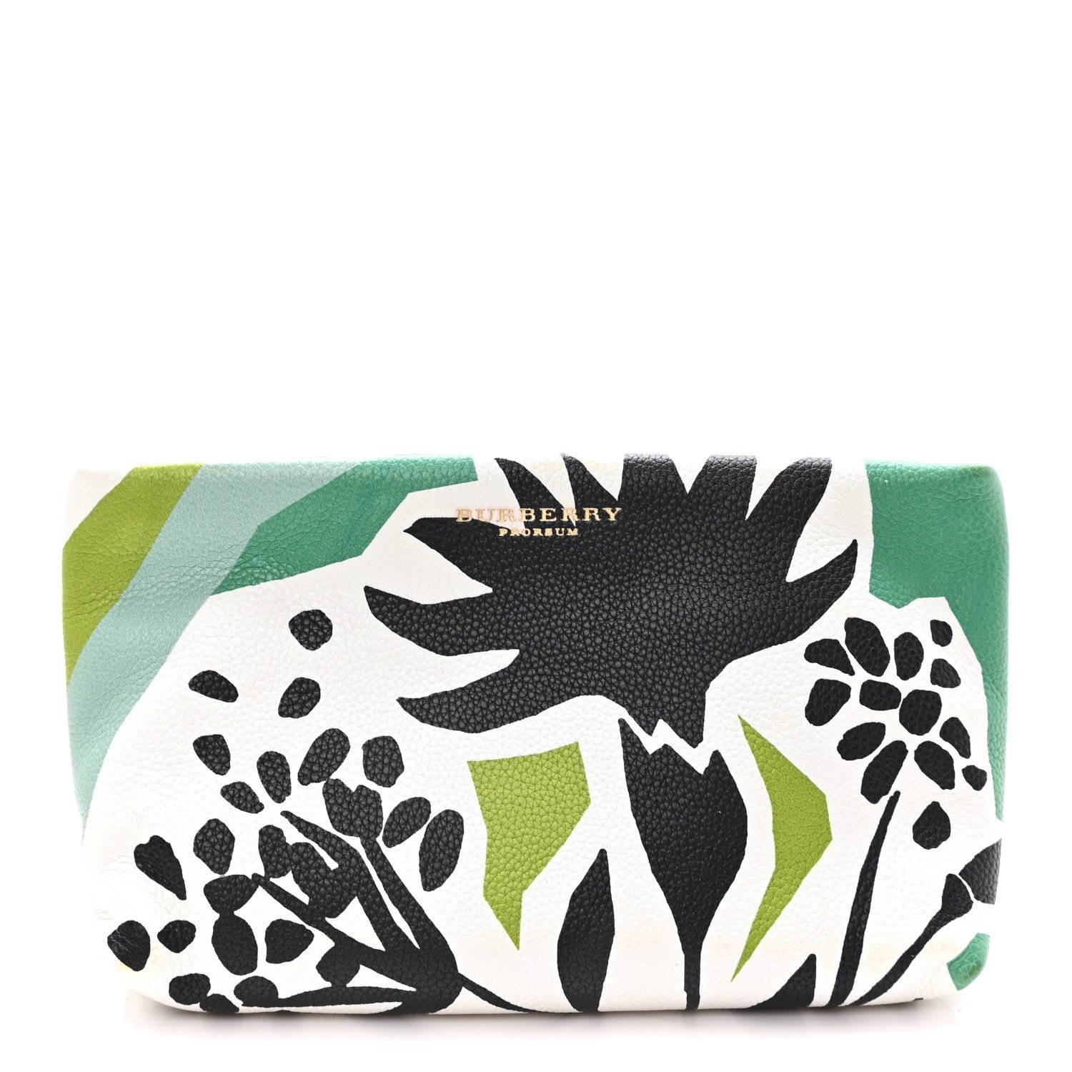 Burberry Prorsum Grained Calfskin Print Pouch Lawn Green Aqua Green