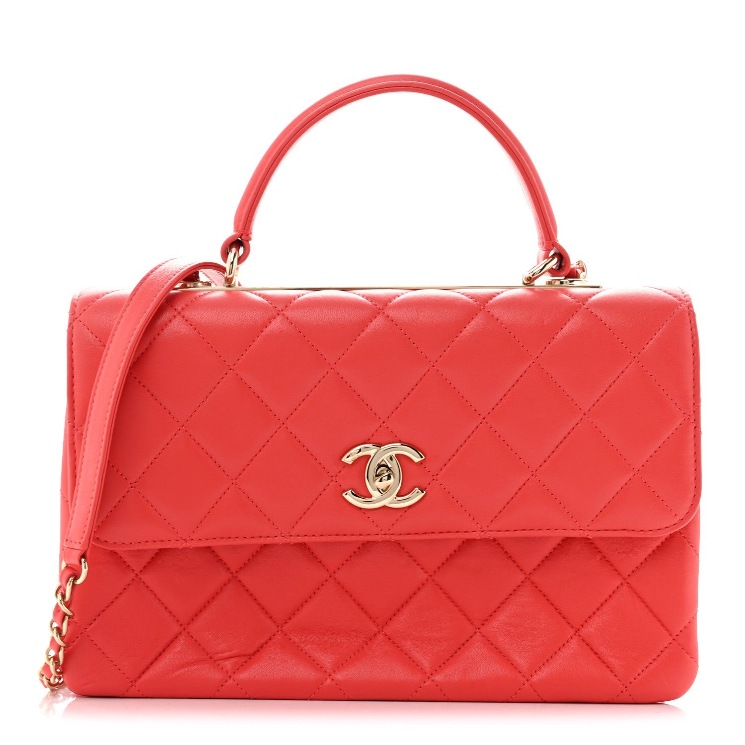 Chanel Lambskin Quilted Medium Trendy CC Flap Dual Handle Bag Coral