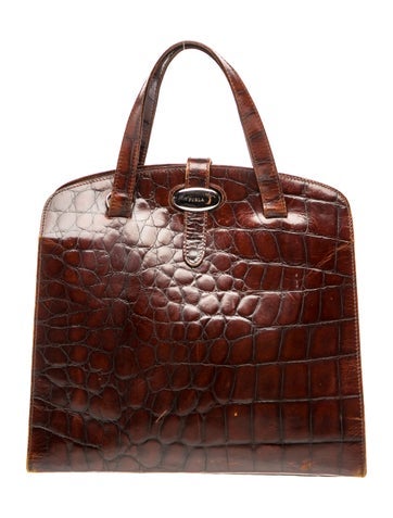 Embossed Leather Top Handle Bag