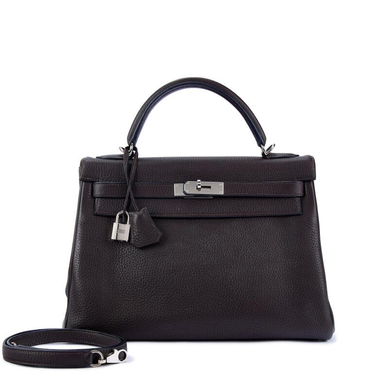 Hermes Chocolate Togo Kelly 32 Retourne Palladium Hardware, 2006