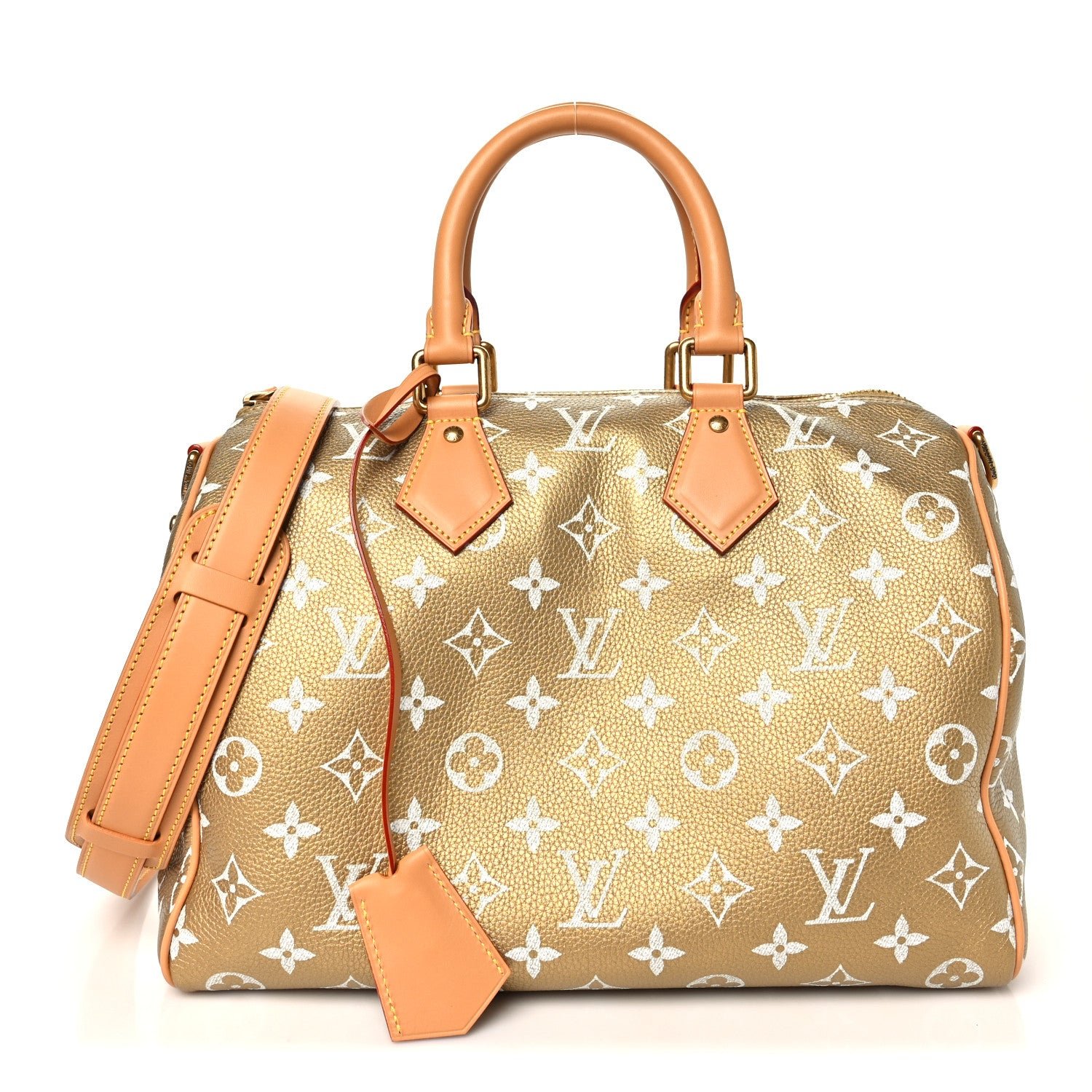 Louis Vuitton Metallic Calfskin Monogram Speedy P9 Bandouliere 30 Gold Kintsugi