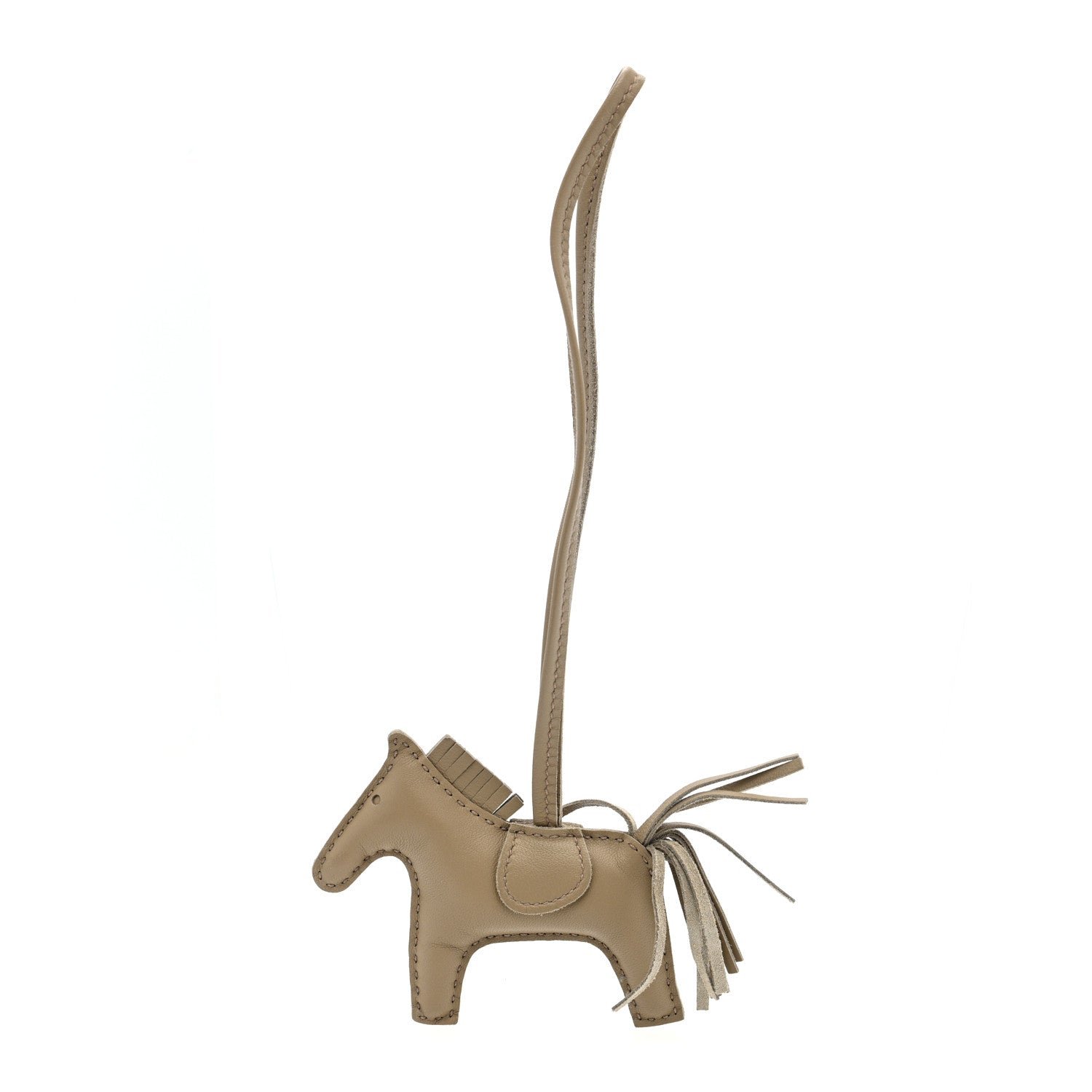 Hermes Milo Lambskin Grigri Rodeo Horse Bag Charm PM Beige Marfa