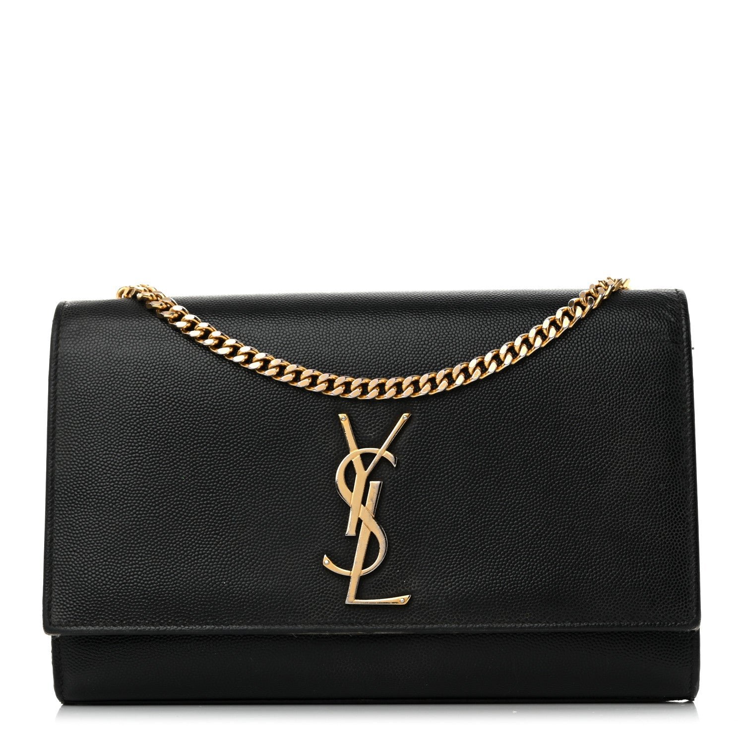 Saint Laurent Grain De Poudre Medium Classic Monogram Kate Satchel Black