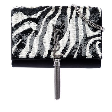 Small Satin Monogram Kate Zebra Sequin Crossbody