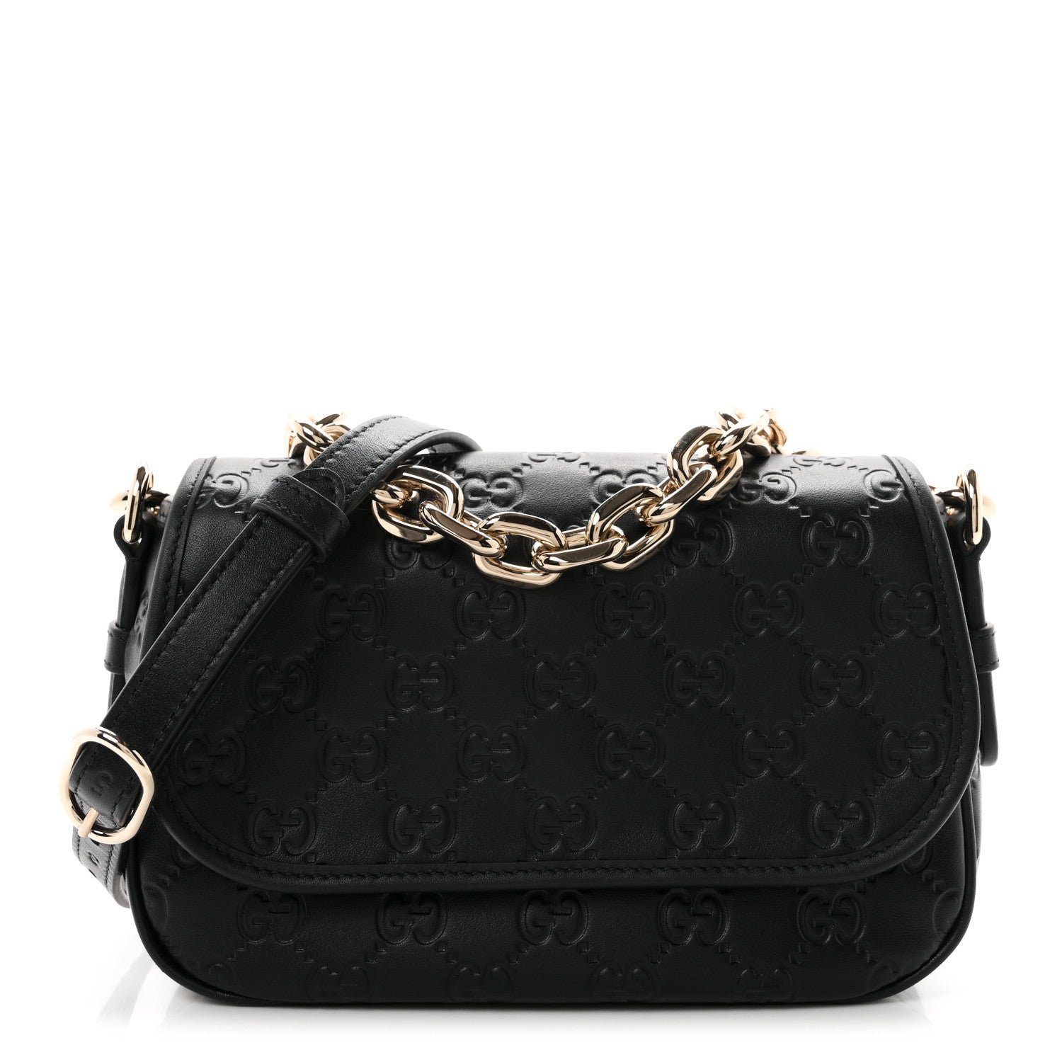 Gucci GG Calfskin Embossed Emblem Arabella Bag Black