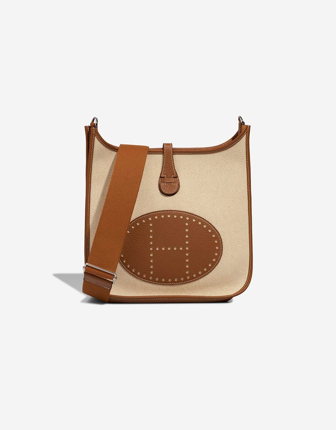 Hermes 
		Evelyne 29 Taurillon Clémence / Toile Écru / Desert / Gold    