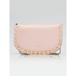 Valentino Valentino Pink Leather Rockstud Mini Saddle Crossbody Bag
