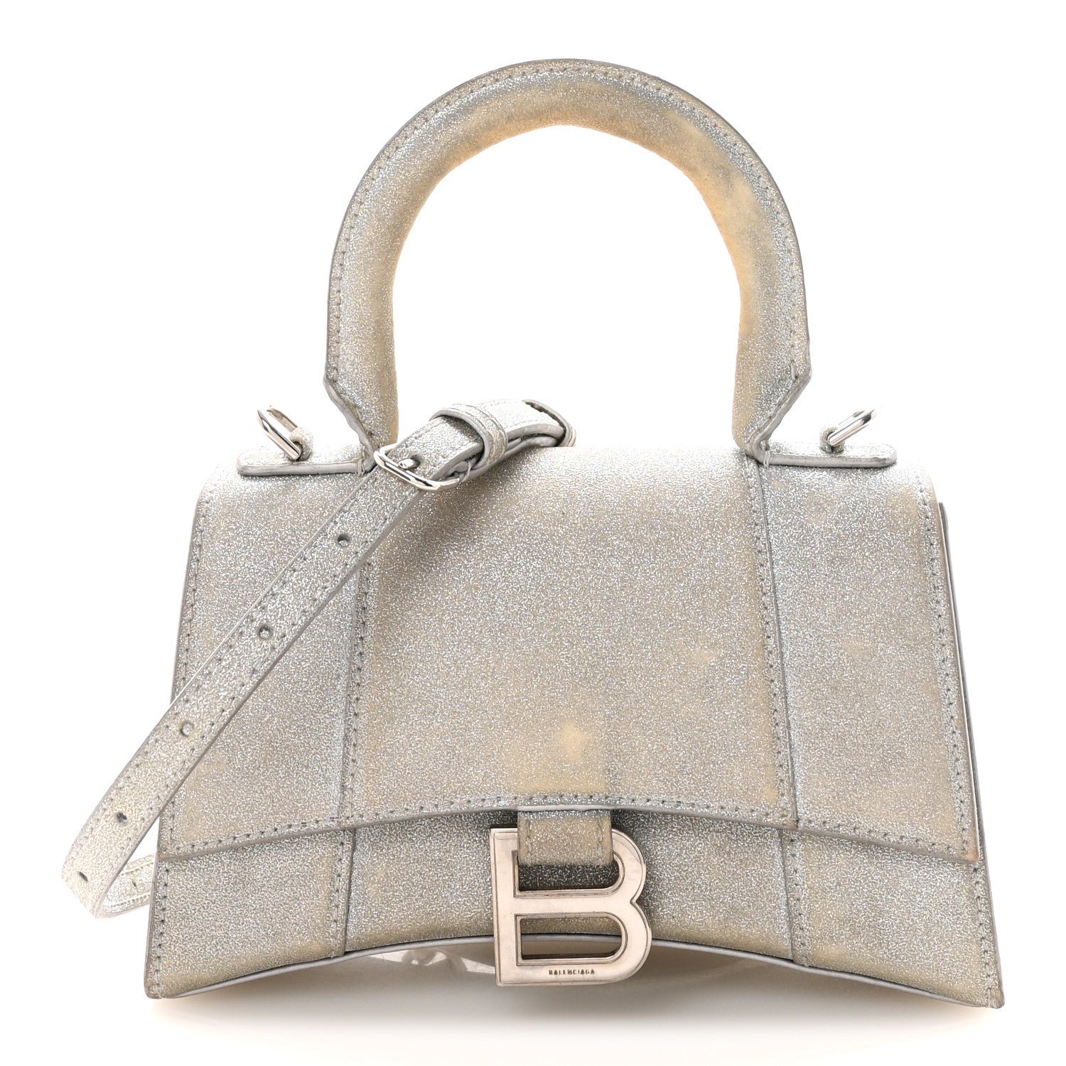 Balenciaga Glitter Fabric Hourglass Top Handle Bag XS Grey