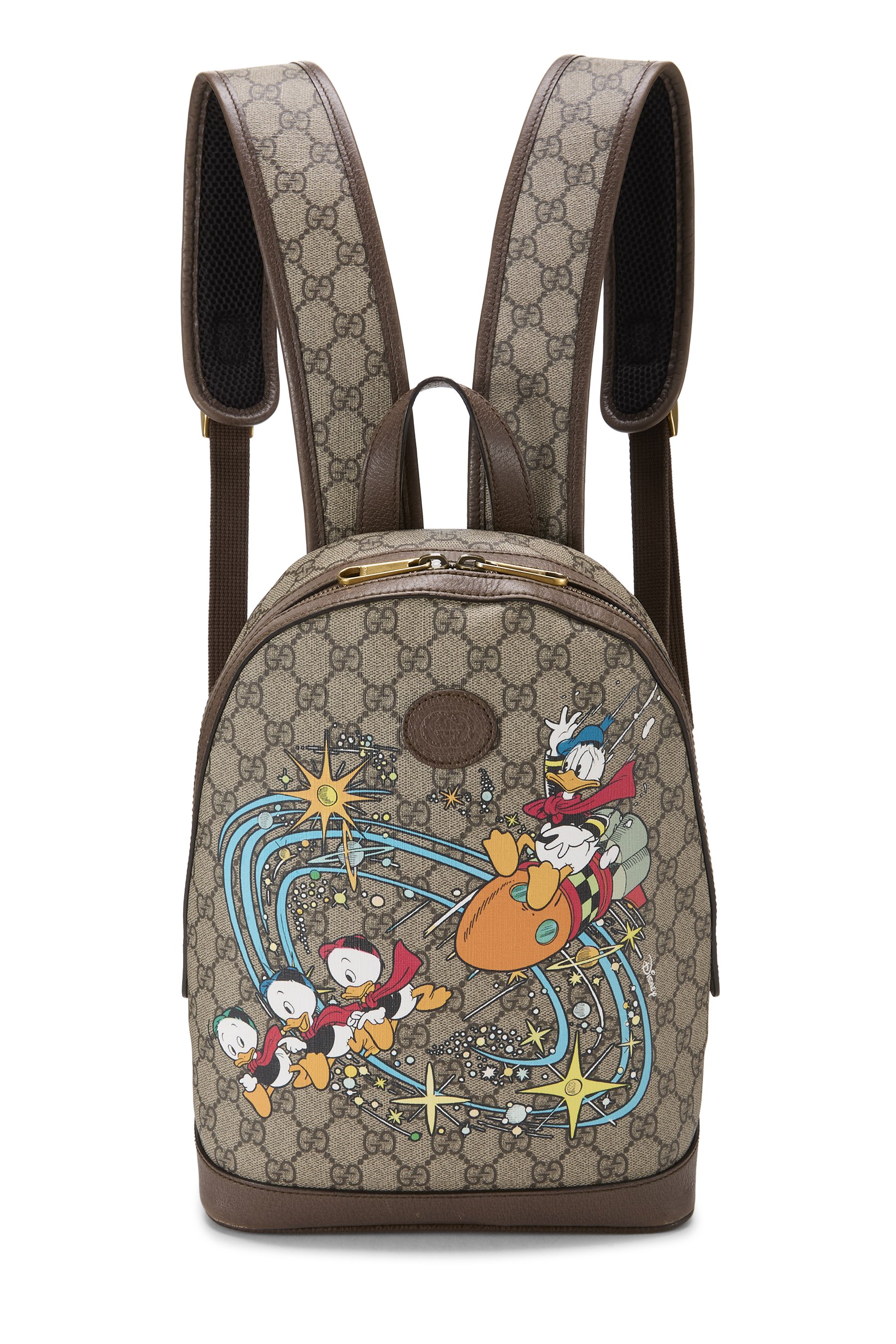 Disney x Gucci Brown GG Supreme Canvas Donald Duck Backpack Small