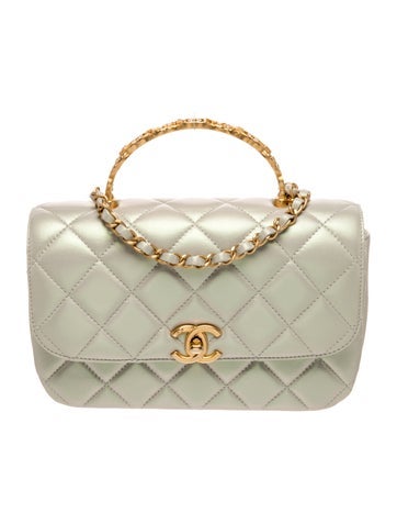 Small Quilted Top Handle Flap Bag