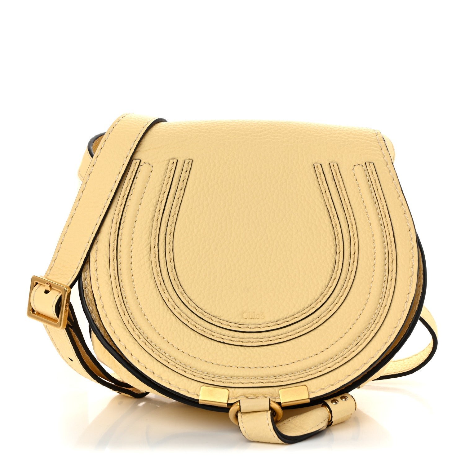 Chloe Chloe Grained Calfskin Small Marcie Saddle Bag Softy Yellow