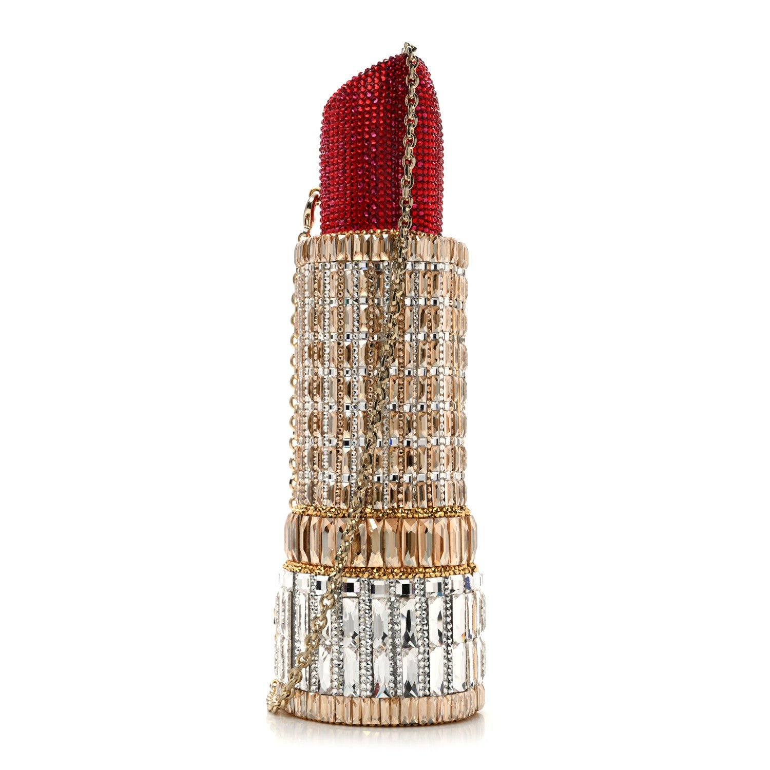 Judith Leiber Crystal Lipstick Seductress Minaudiere Clutch Multicolor