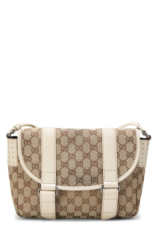 Cream Original GG Canvas Buckle Flap Messenger Small
