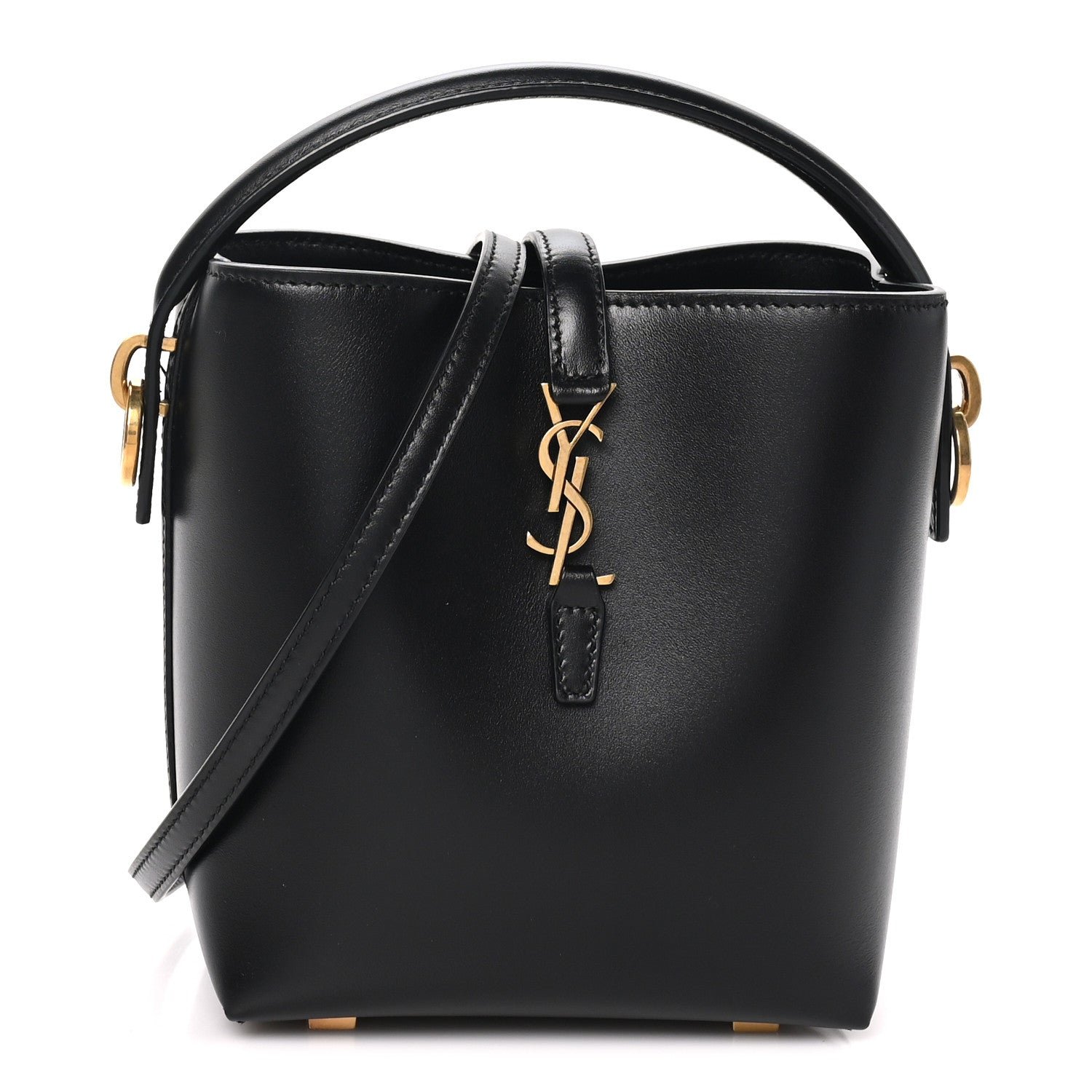 Saint Laurent Shiny Calfskin Le 37 Mini Bucket Bag Black