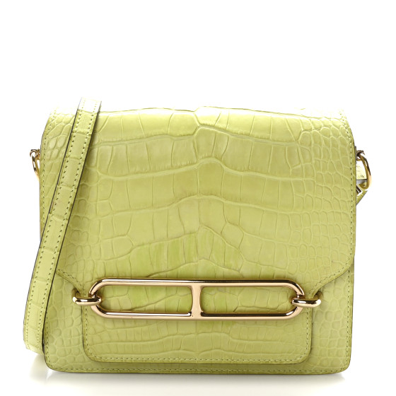 Hermes Matte Alligator Mini Sac Roulis Jaune Bourgeon