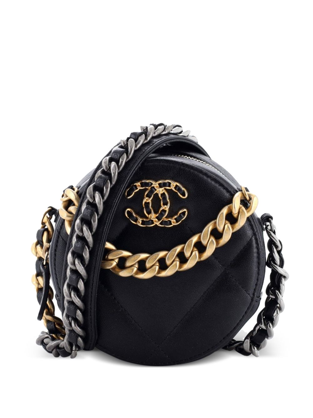19 Round with Chain Quilted Leather clutch bag