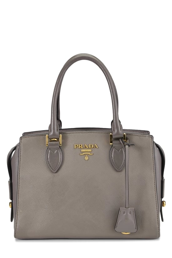 Grey Saffiano Convertible Handbag Small