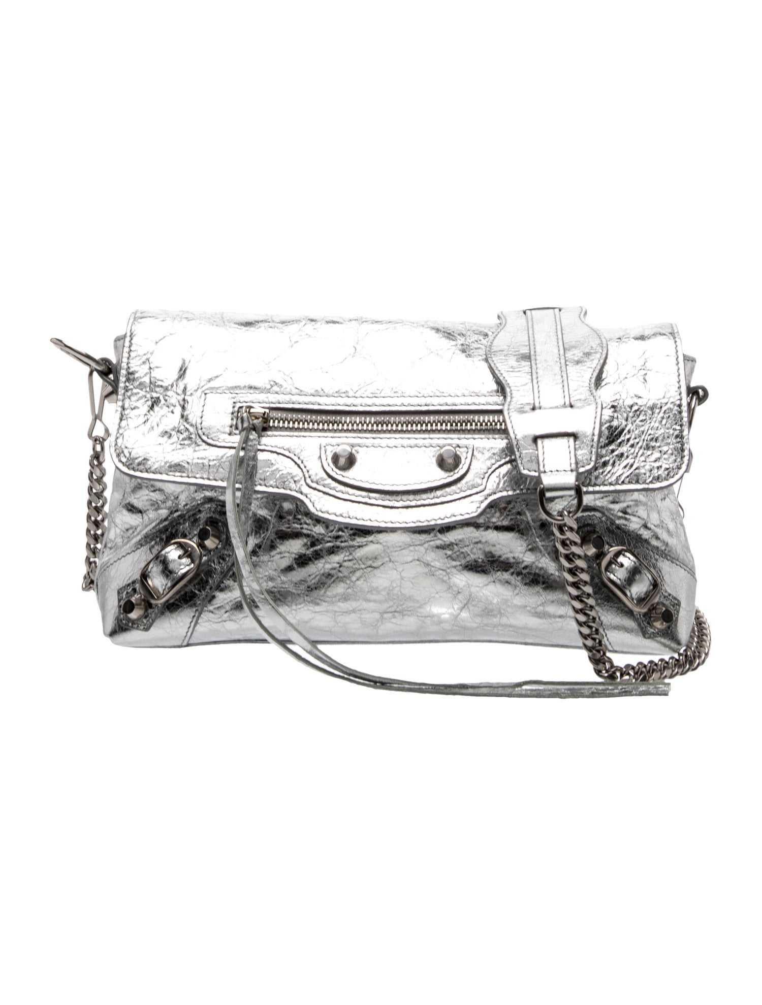Leather Le City Metallized Clutch Bag