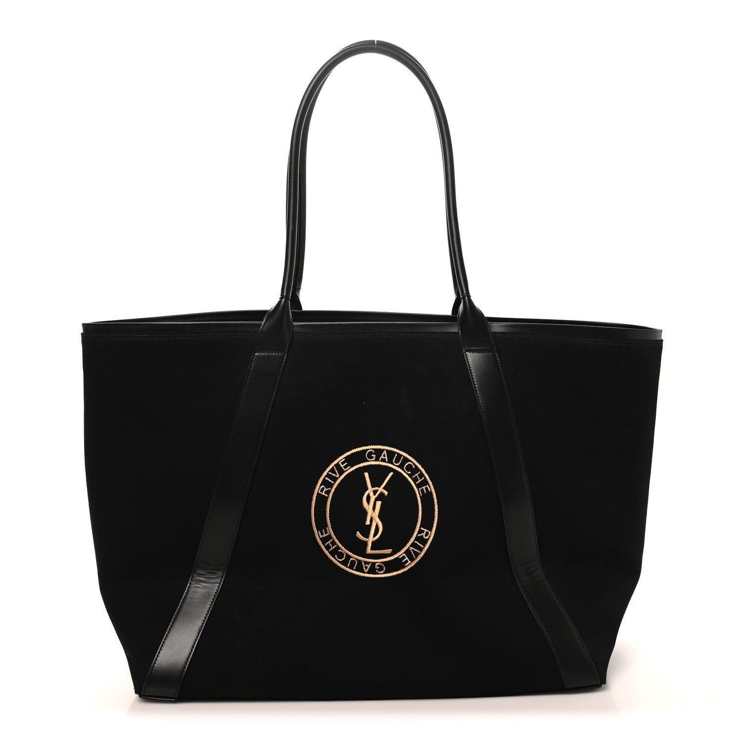 Saint Laurent Linen Calfskin Rive Gauche Tote Black