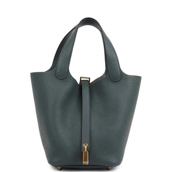Hermes Hermes Picotin Lock 18 Bleu Orage Clemence Gold Hardware