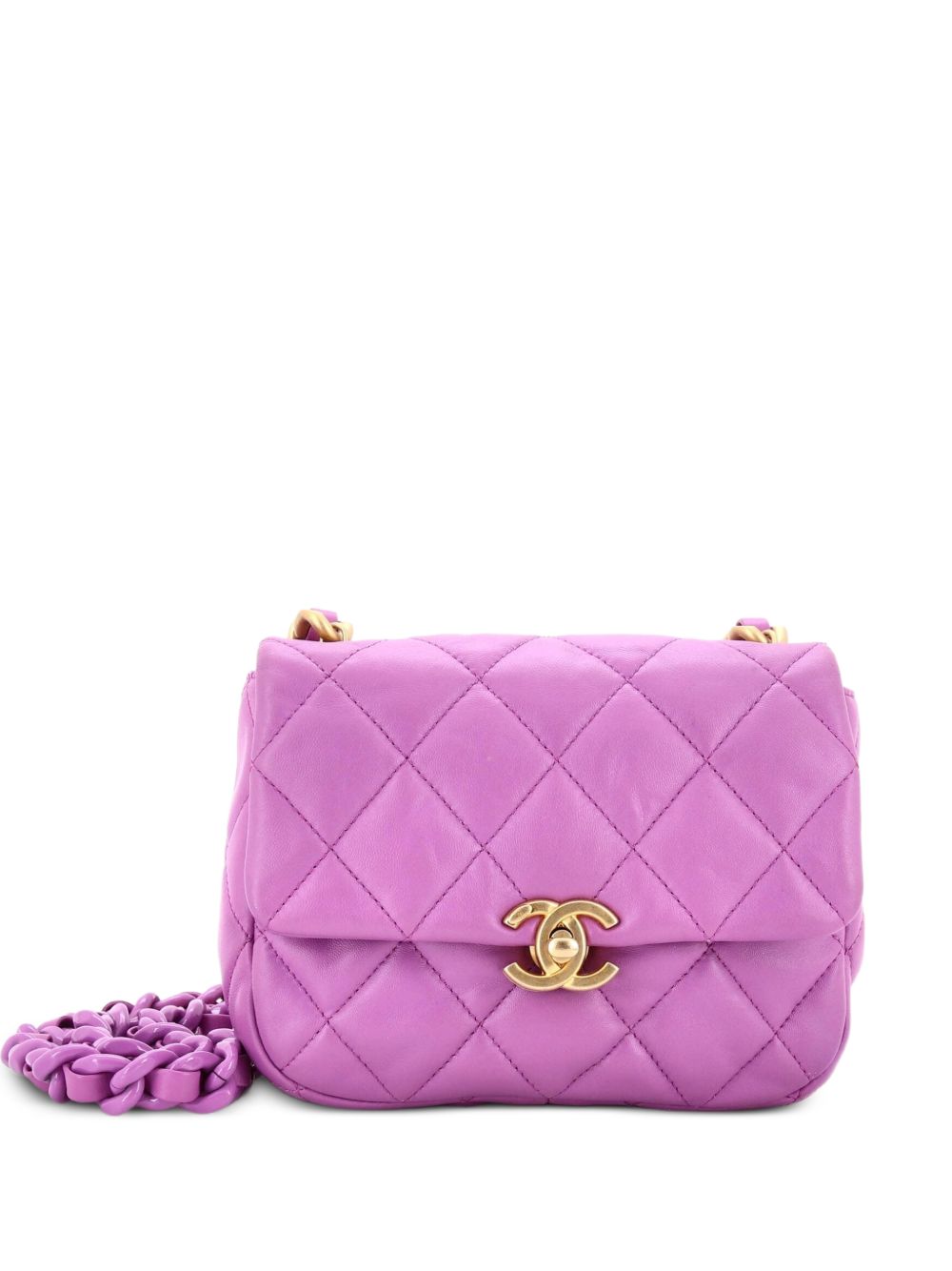 Lacquered Metal CC Flap Bag Quilted Lambskin Mini crossbody bag