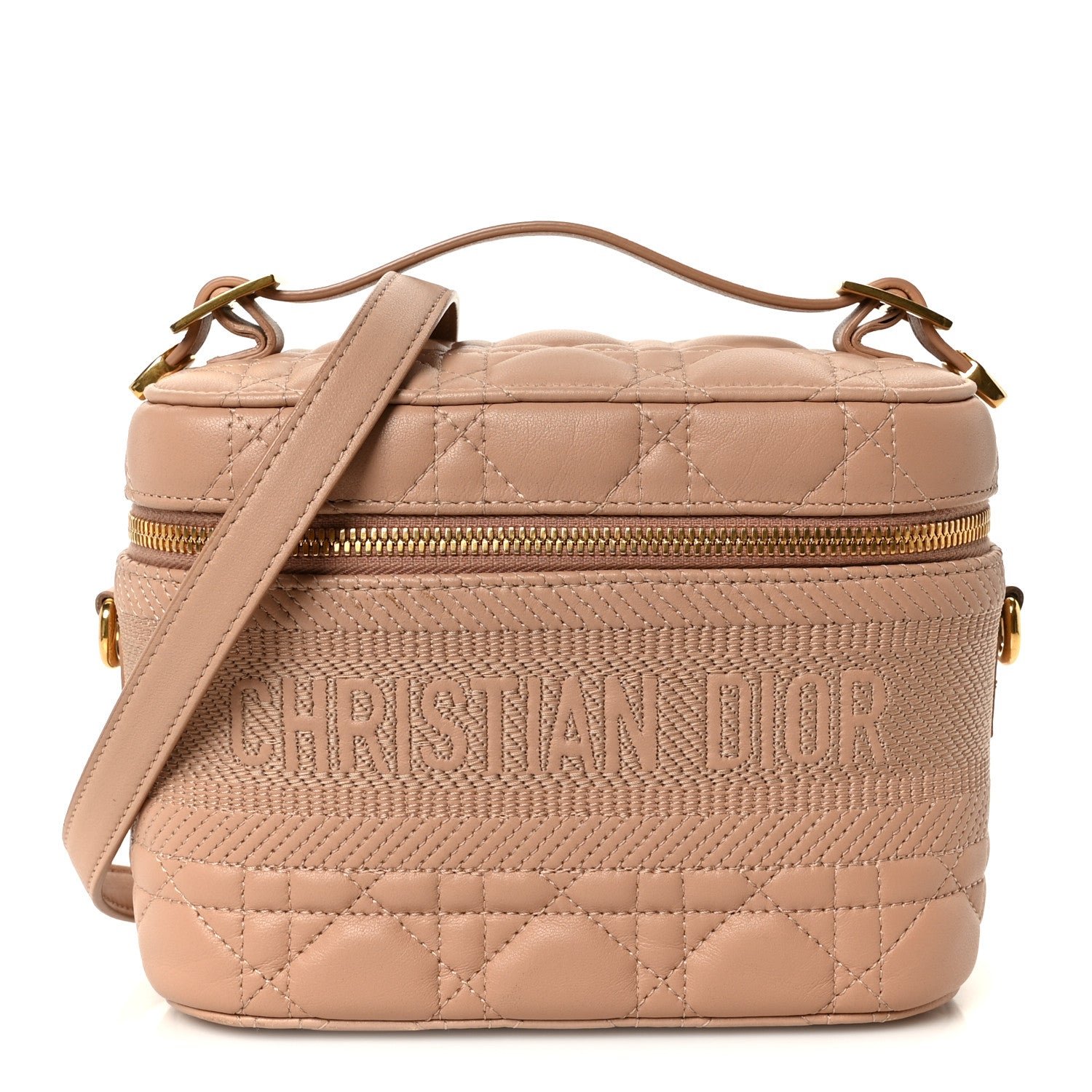Christian Dior Lambskin Cannage Small Diortravel Vanity Case Rose Des Vents