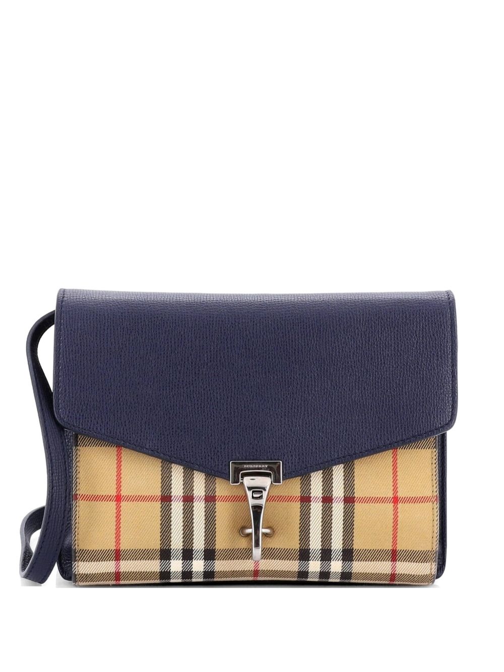 Burberry Macken Leather and Vintage Check Canvas Small crossbody bag