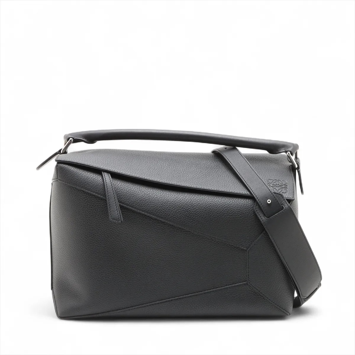 Loewe Puzzle Large Leather 2 Way Handbag Black