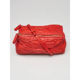 Givenchy Givenchy Red Wrinkled Sheepskin Leather Mini Pandora Bag
