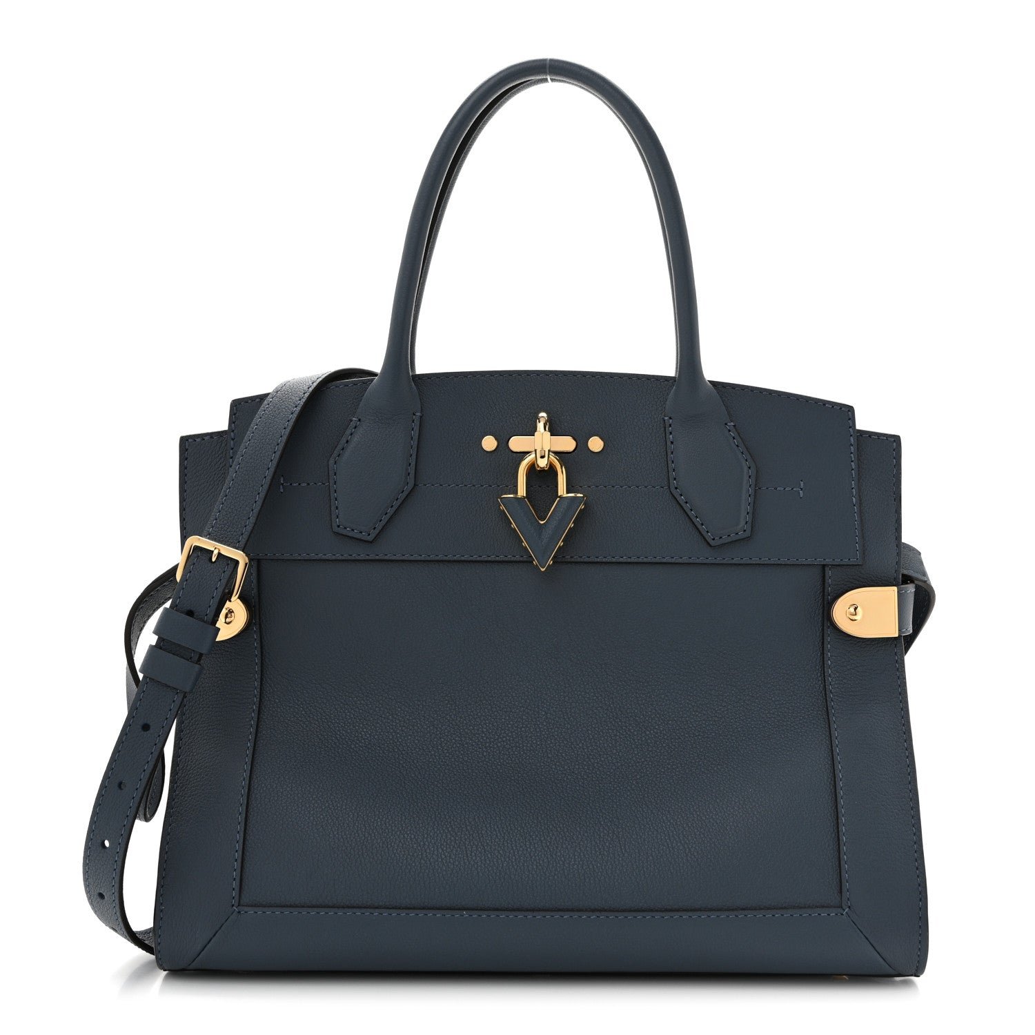 Louis Vuitton Louis Vuitton Grained Calfskin Steamer MM Blue