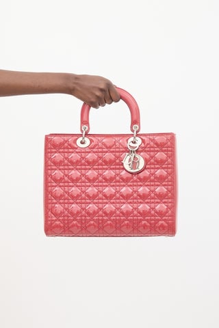 Patent Leather Quilted Lady Dior Large Bag