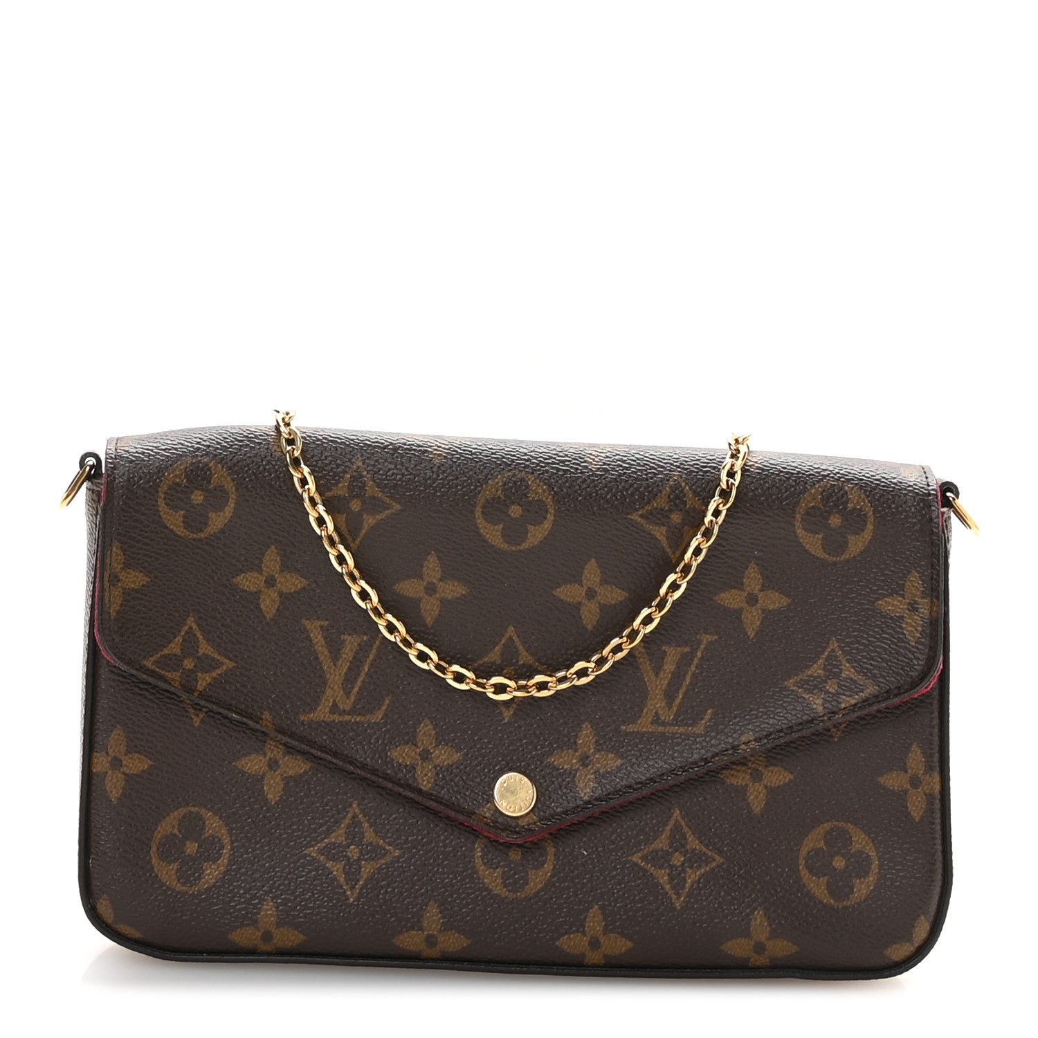 Louis Vuitton Monogram Pochette Felicie Chain Wallet Fuchsia