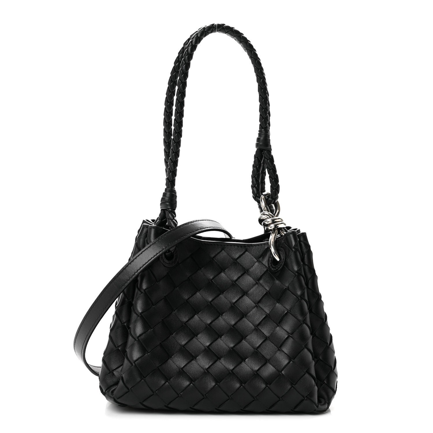 Bottega Veneta Bottega Veneta Nappa Intrecciato Small Parachute Shoulder Bag Black