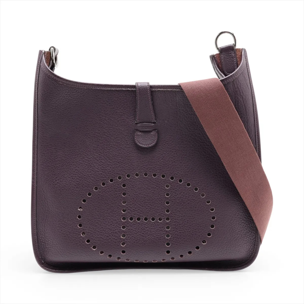 Hermès evelyn 1 33 GM Taurillon Clemence Purple Silver Metal Fittings