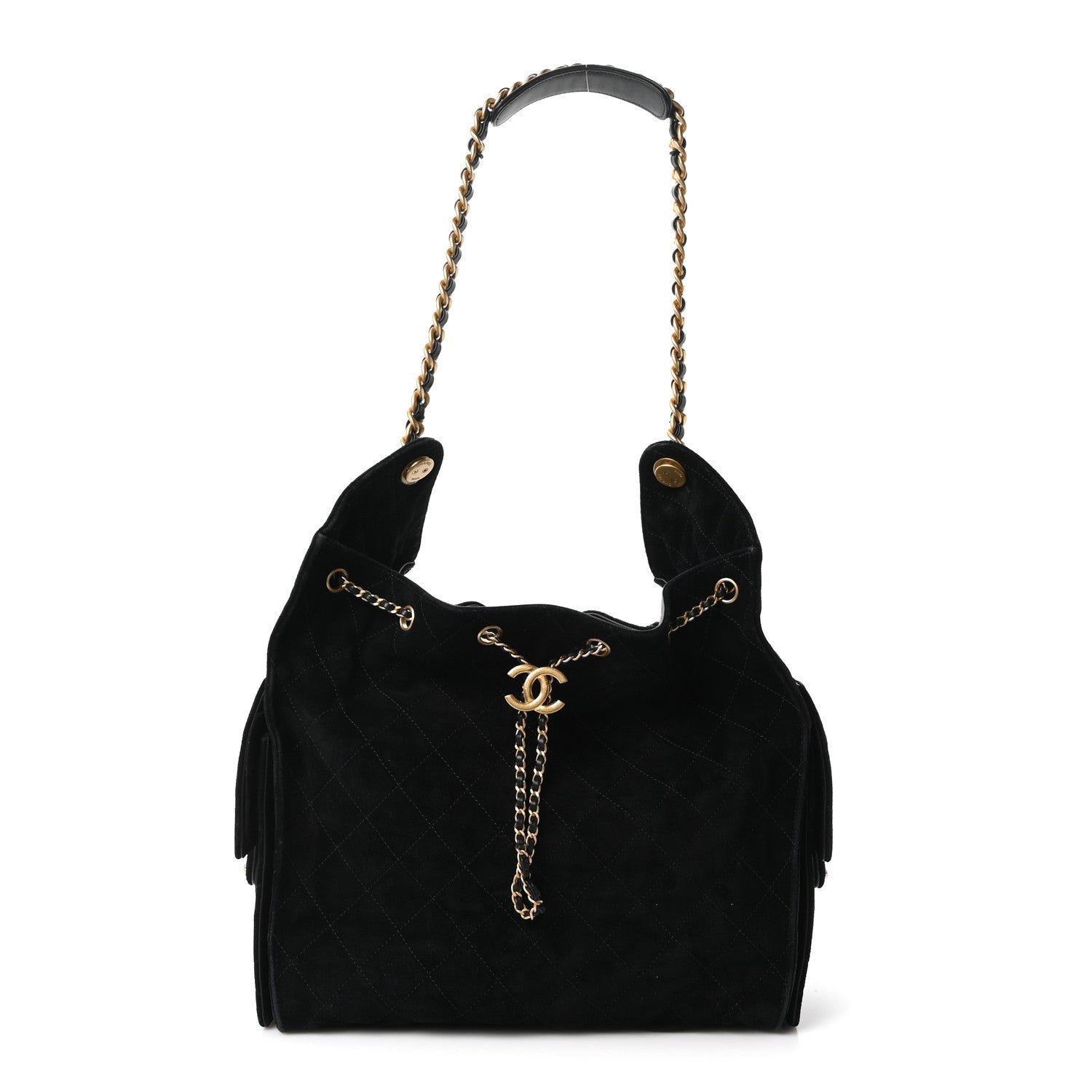 Chanel Suede Quilted Medium Chanel 25 Handbag Black