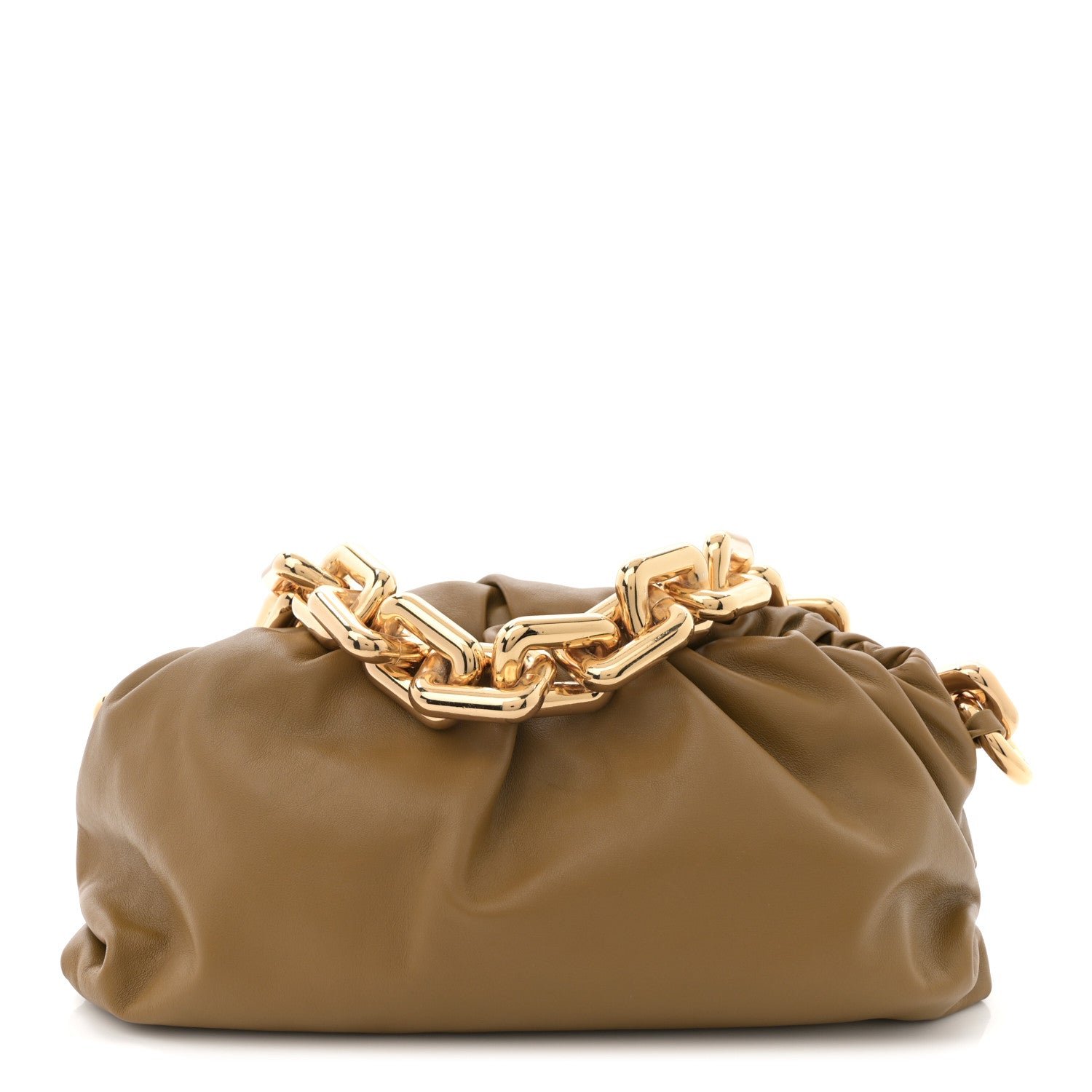 Bottega Veneta Calfskin The Pouch Chain Cammello