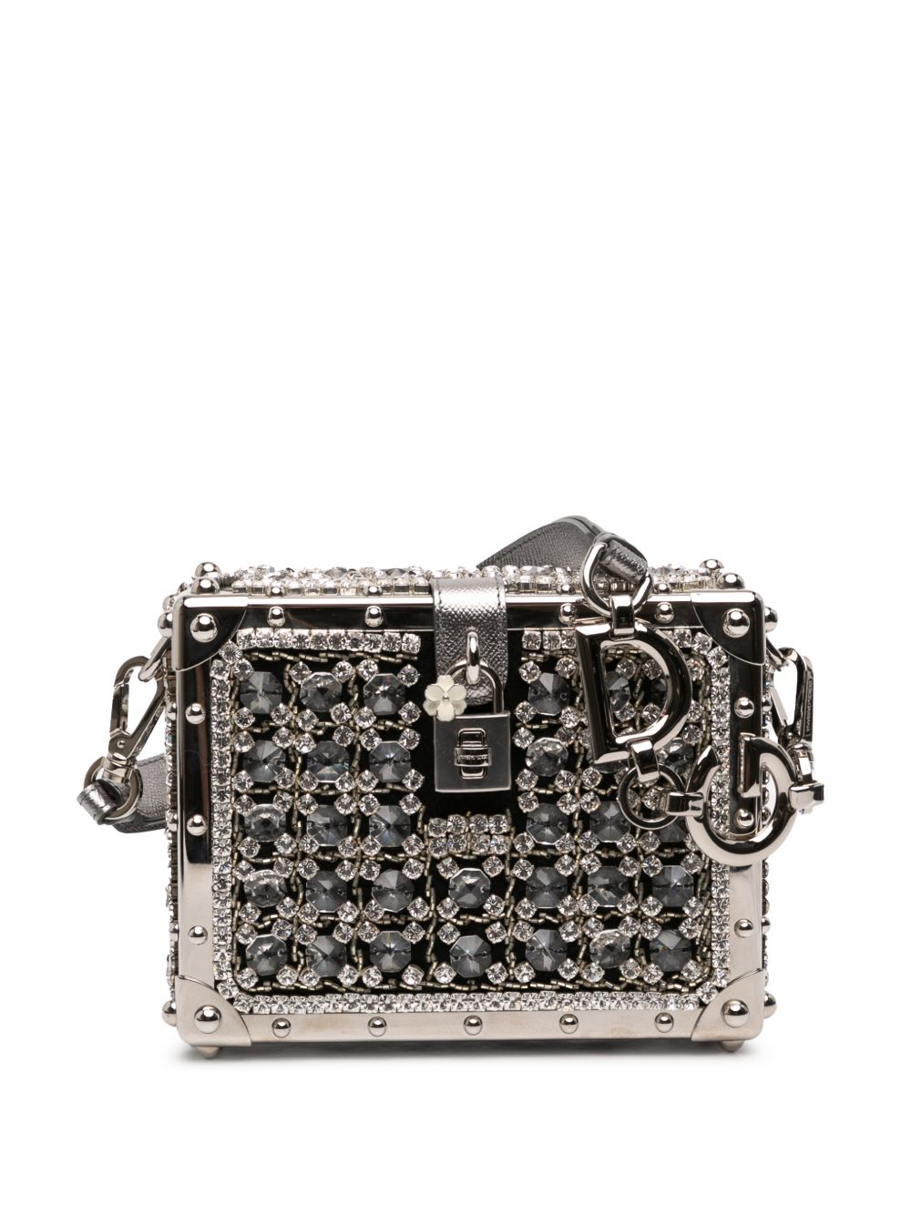 Dolce & Gabbana 2010-2025 Rhinestone Embellished Jacquard Dolce Box Bag shoulder bag