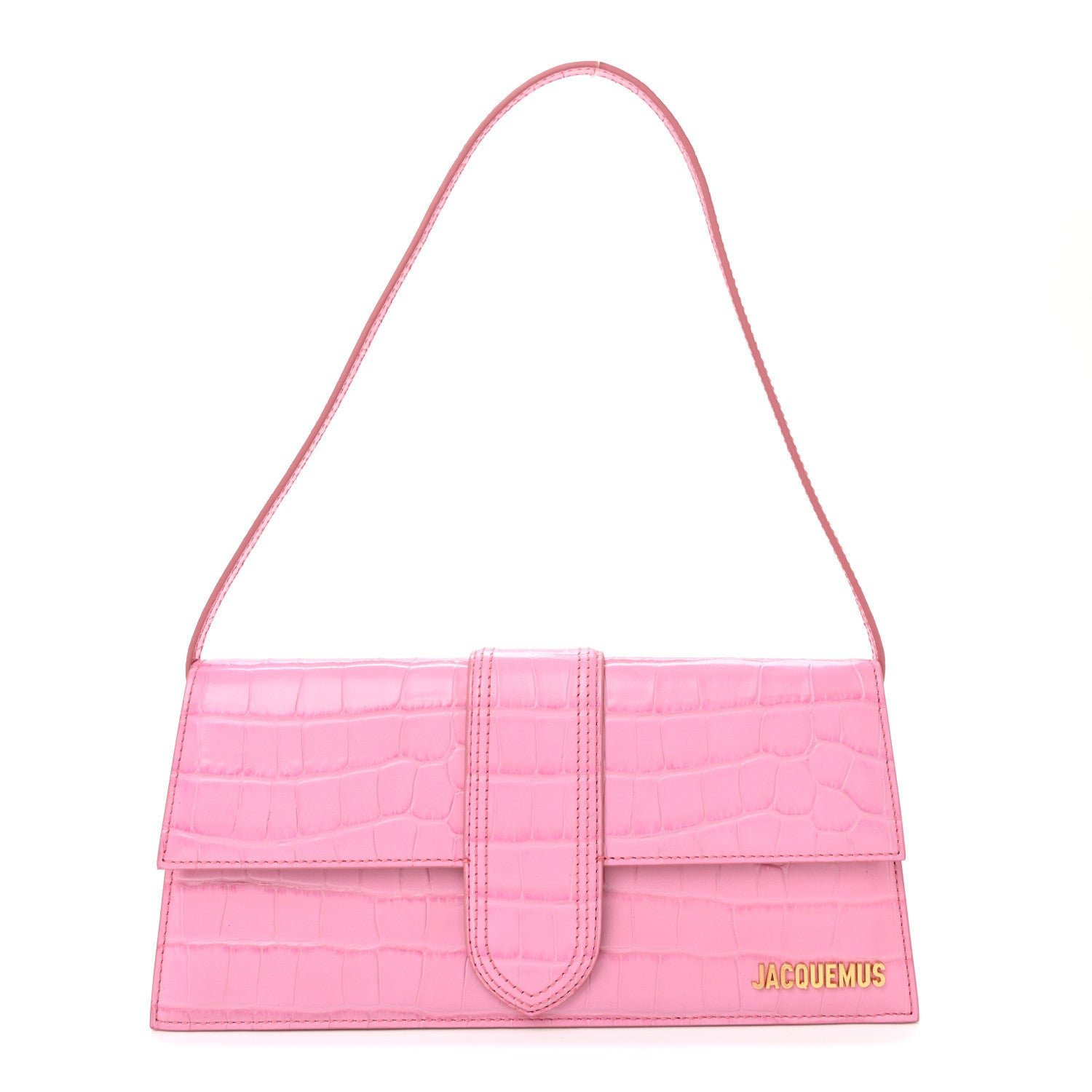 Jacquemus Jacquemus Calfskin Crocodile Embossed Le Bambino Long Pink