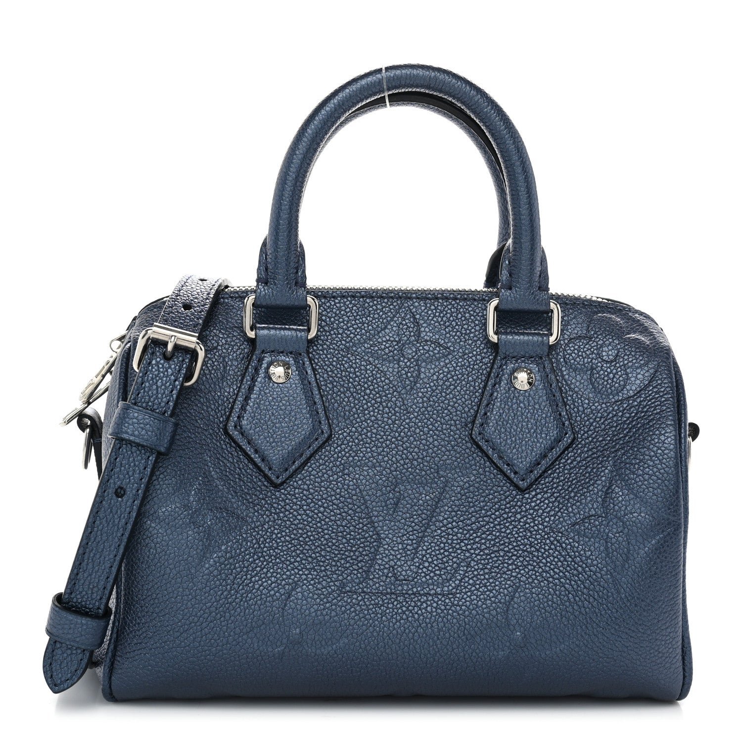 Louis Vuitton Metallic Empreinte Monogram Giant Speedy Bandouliere 20 Navy Nacre