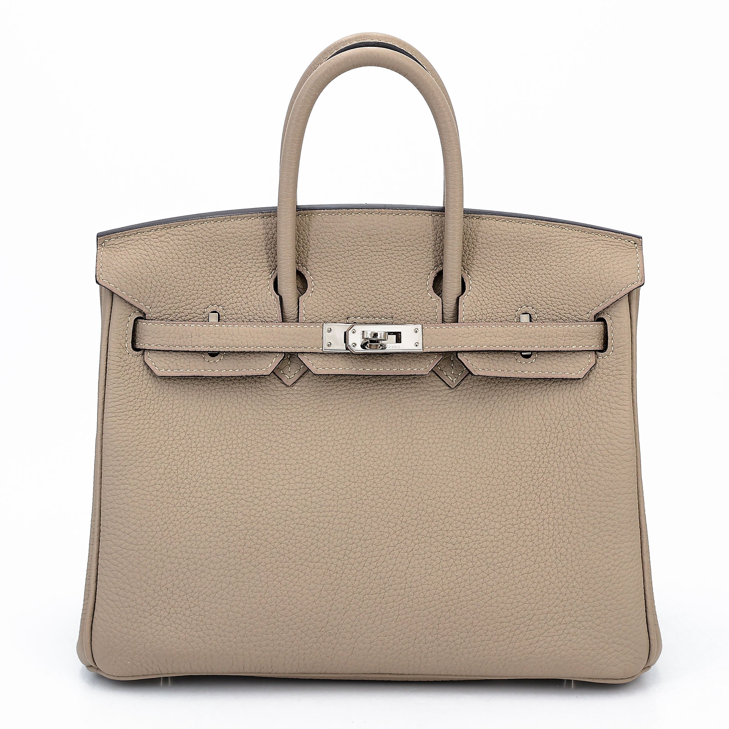 Hermes Very Good ( Rank A) HERMÈS Birkin 25 Gris Tourterelle (81) Togo Palladium hardware T (2015)