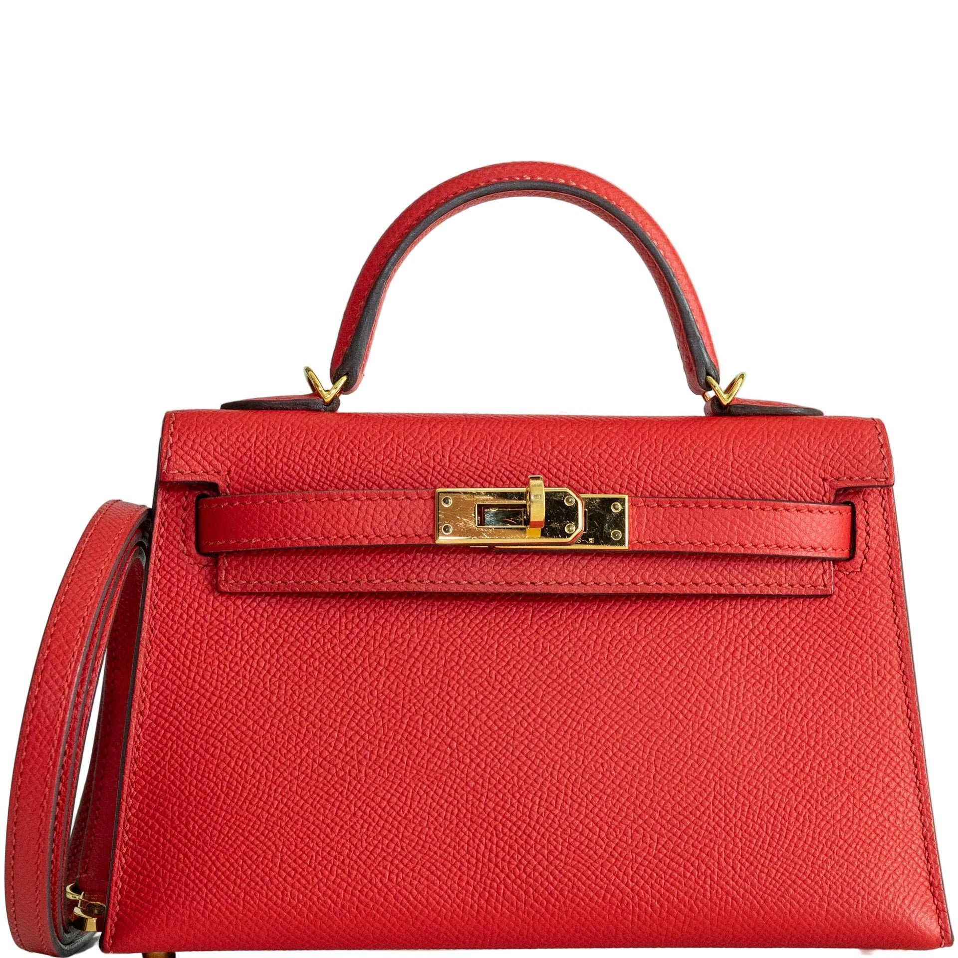 Hermes Hermès Kelly 20 Mini II Sellier Rouge Tomate Epsom Gold Hardware