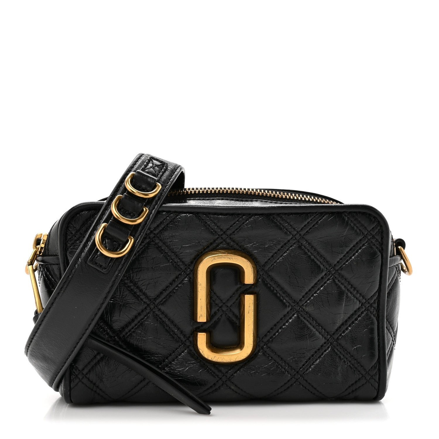 Marc Jacobs Marc Jacobs Lambskin Quilted The Softshot 21 Bag Black
