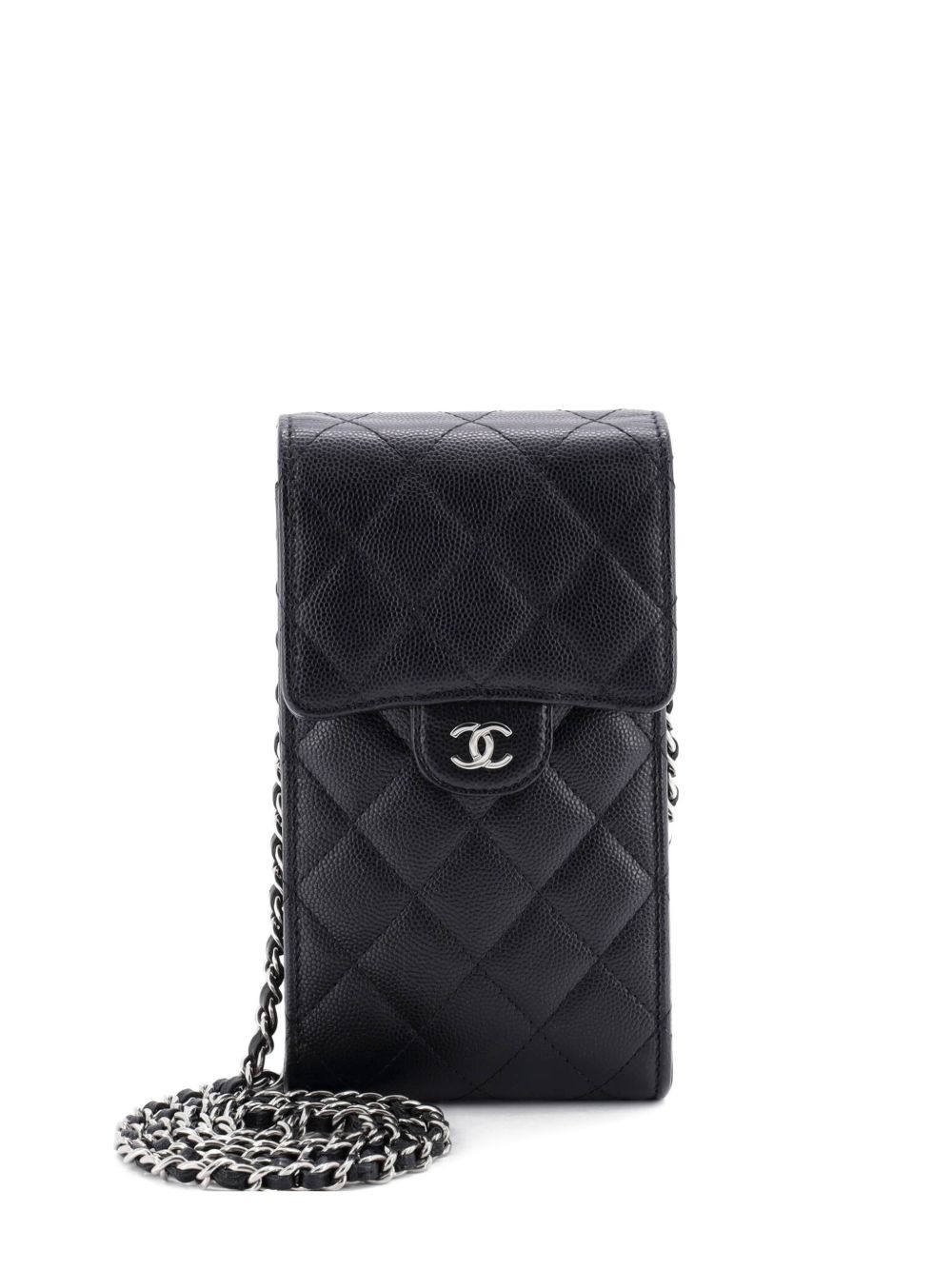 CC Flap Phone Holder Crossbody Bag Quilted Caviar clutch bag