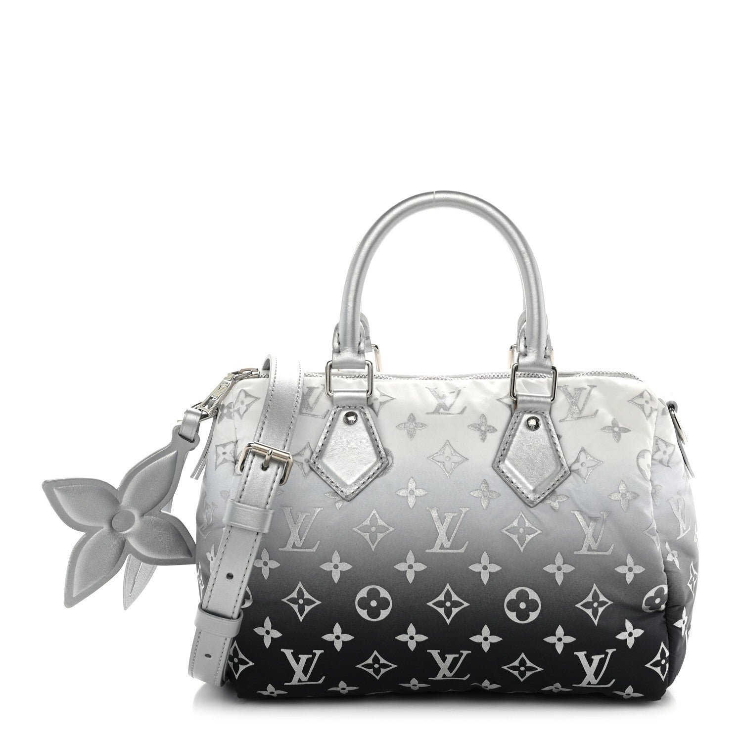 Louis Vuitton Nylon Monogram Gradient LV Snow Speedy Bandouliere 25 Frost