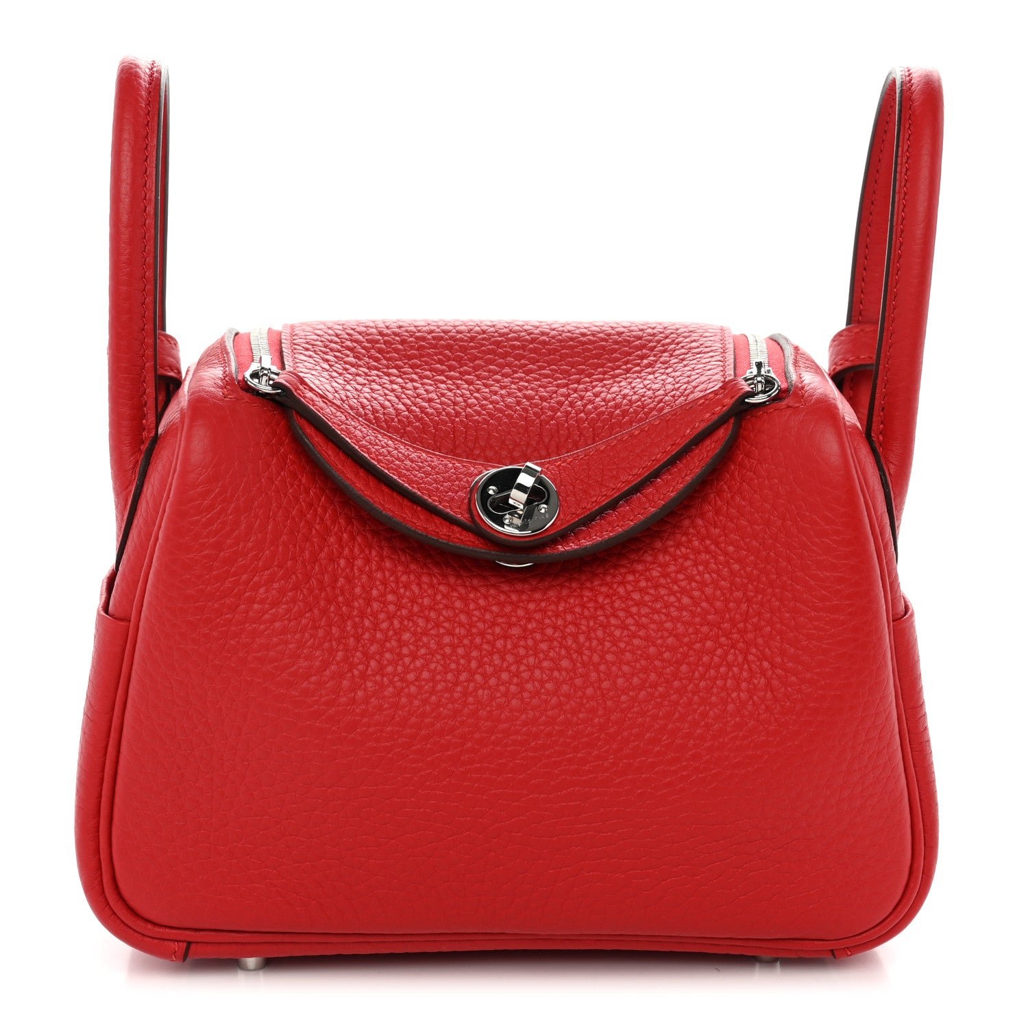 Hermes Taurillon Clemence Mini Lindy 20 Rouge Radieux