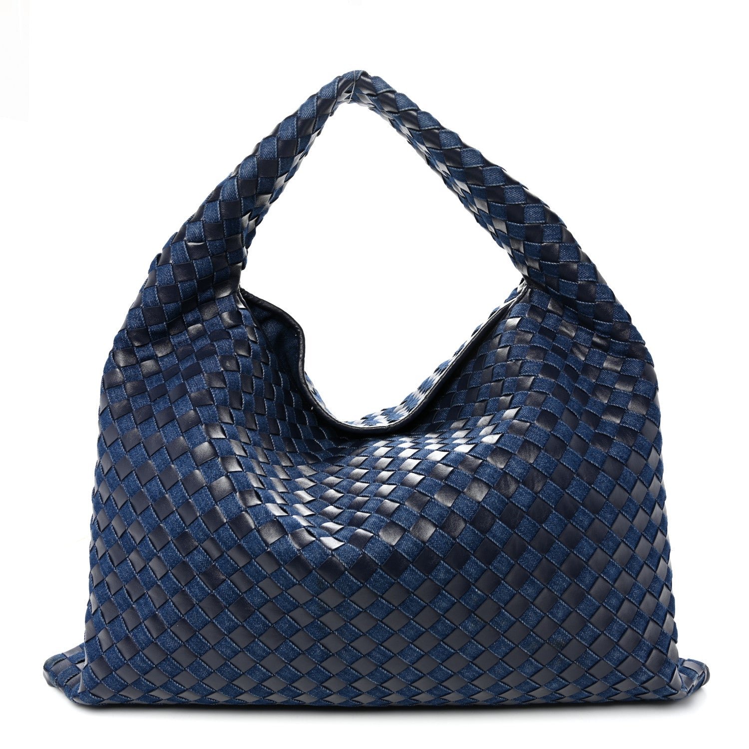 Bottega Veneta Denim Calfskin Intrecciato Large Hop Abyss Indigo