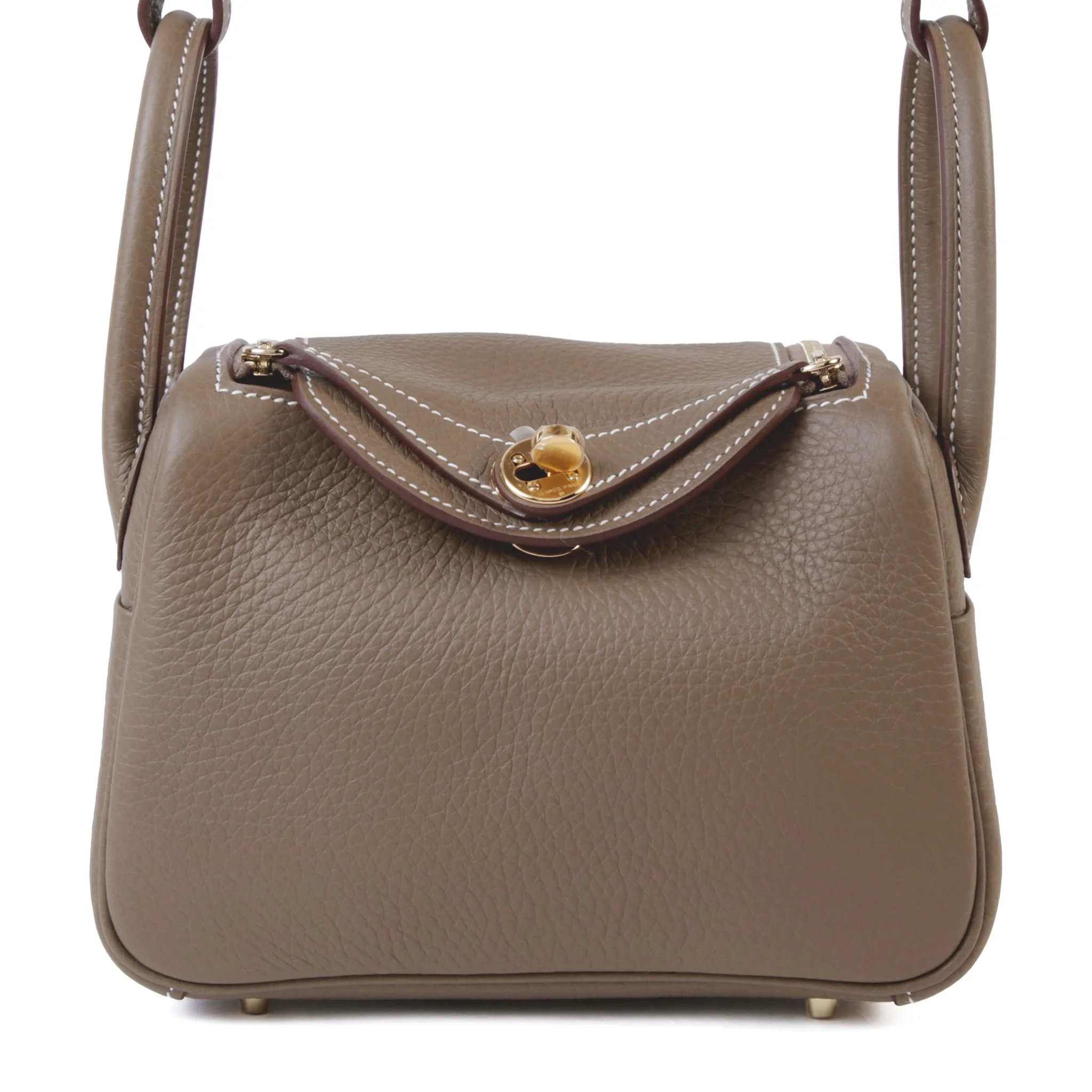 Brand New ( Rank N ) HERMÈS Mini Lindy II Etoupe (18) Clemence Gold hardware G (2026)